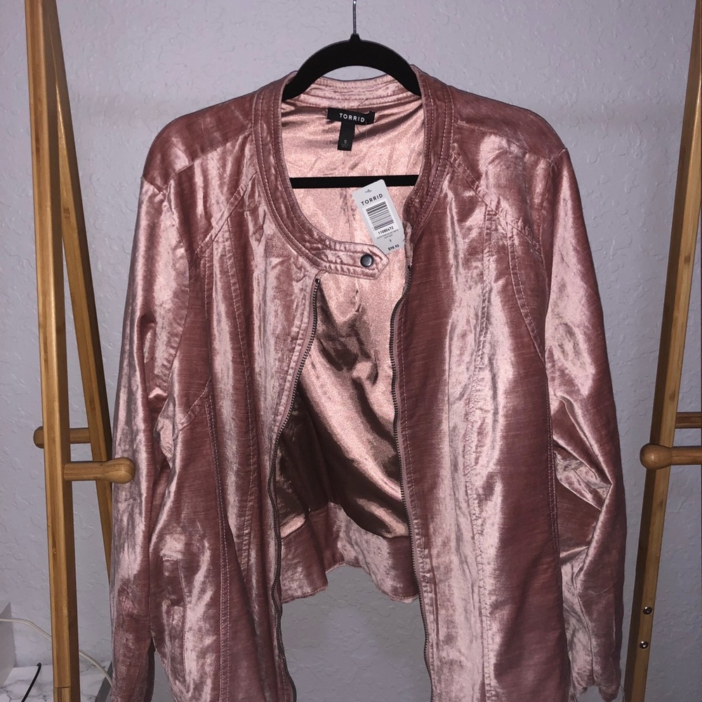 Torrid Rose Gold Velvet Moto Jacket